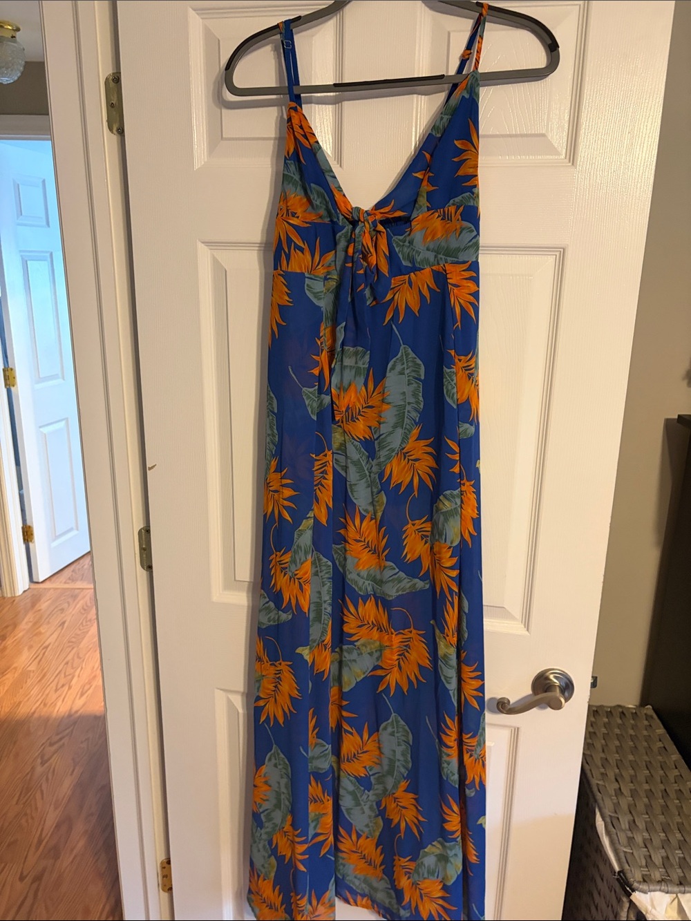 Forever 21 Blue Dress with Orange and Green Floral Accents